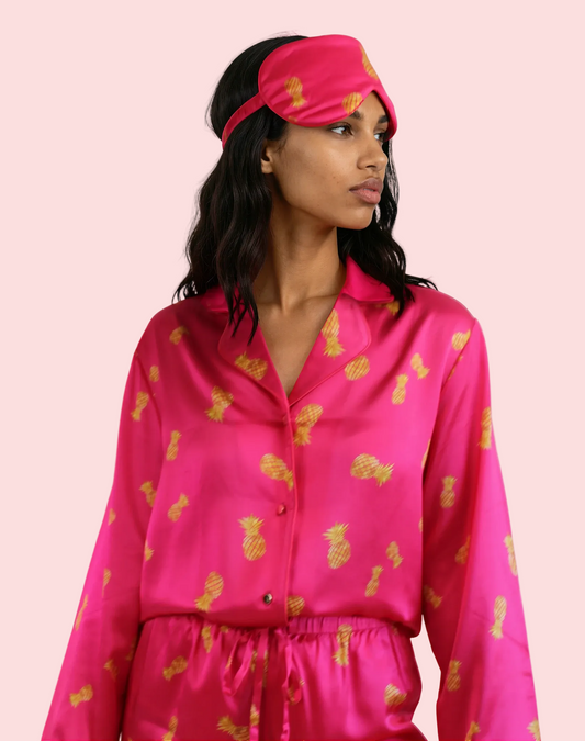 Fuksia & Ananas Silke Skjorte