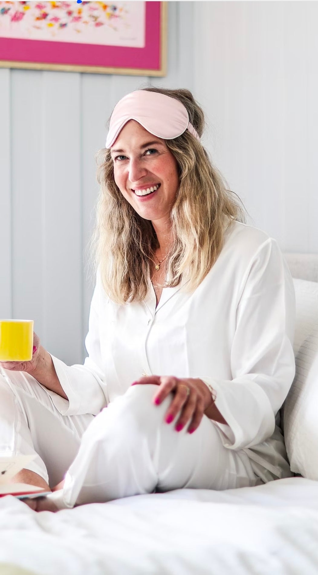 Hvit Silke Pysjamas Lang