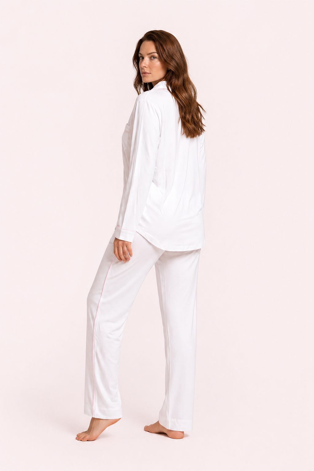 Mix 'n' Match: Hvit/Rosa lang pysjbukse