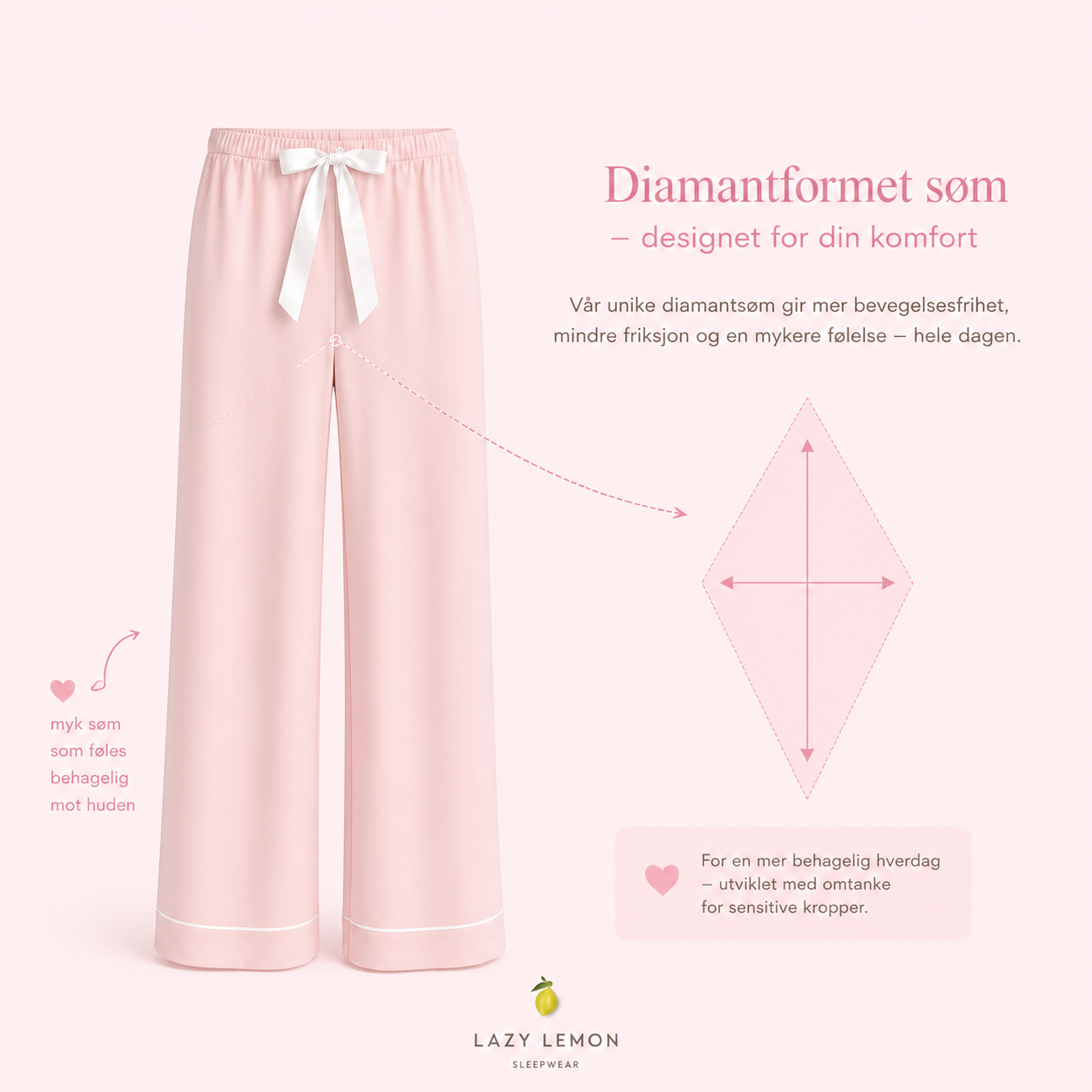 Mix 'n' Match: Hvit/Rosa lang pysjbukse