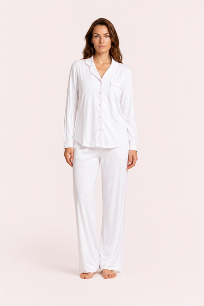 Mix 'n' Match: Hvit/Rosa lang pysjbukse